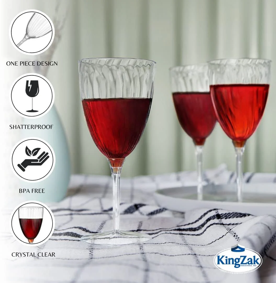 Wine Goblet Plastic Disposable Glasses β 8 oz β 8 Count - Image 5