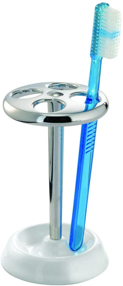 York Toothbrush Holder in White/Chrome - Image 2