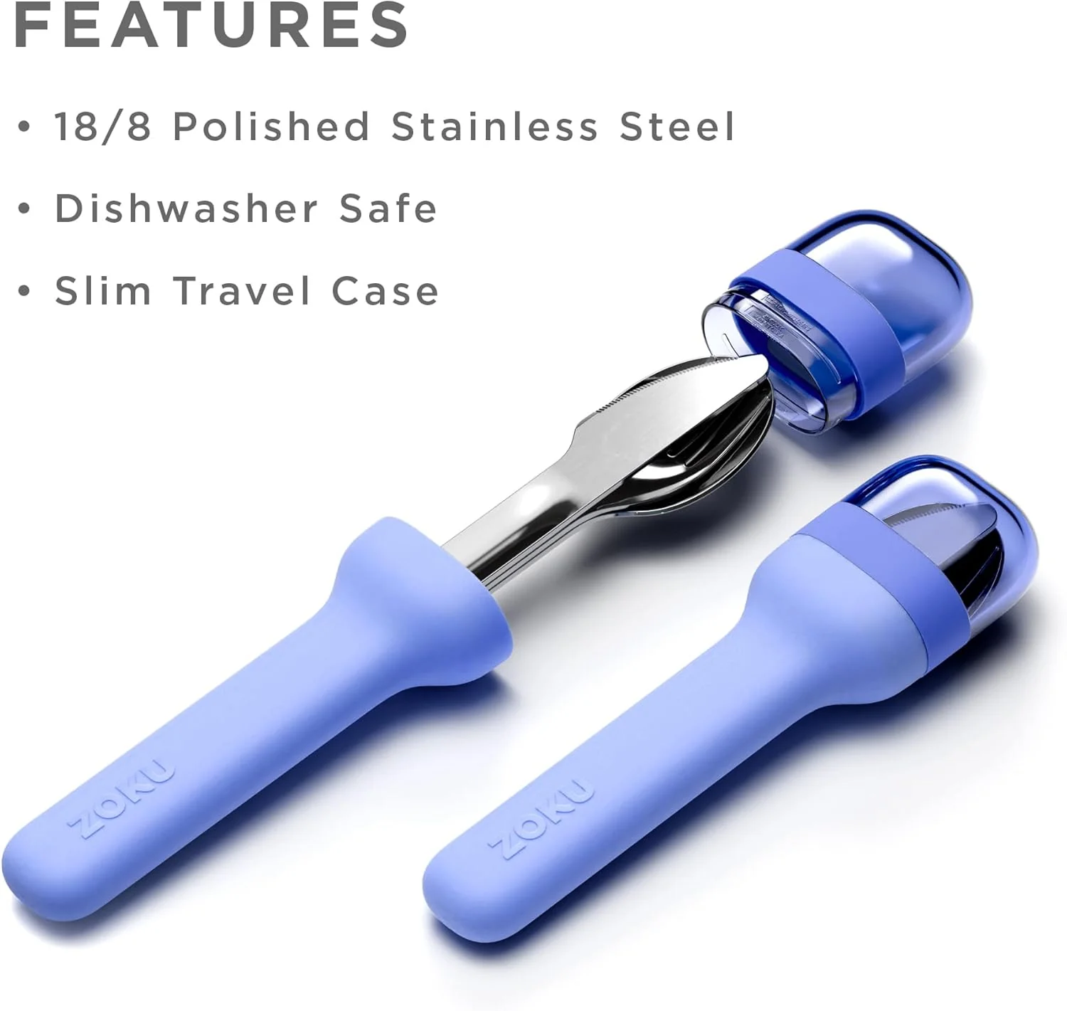 Zoku Pocket Stainless Steel 3pc. Utensil Set – Blue - Image 3