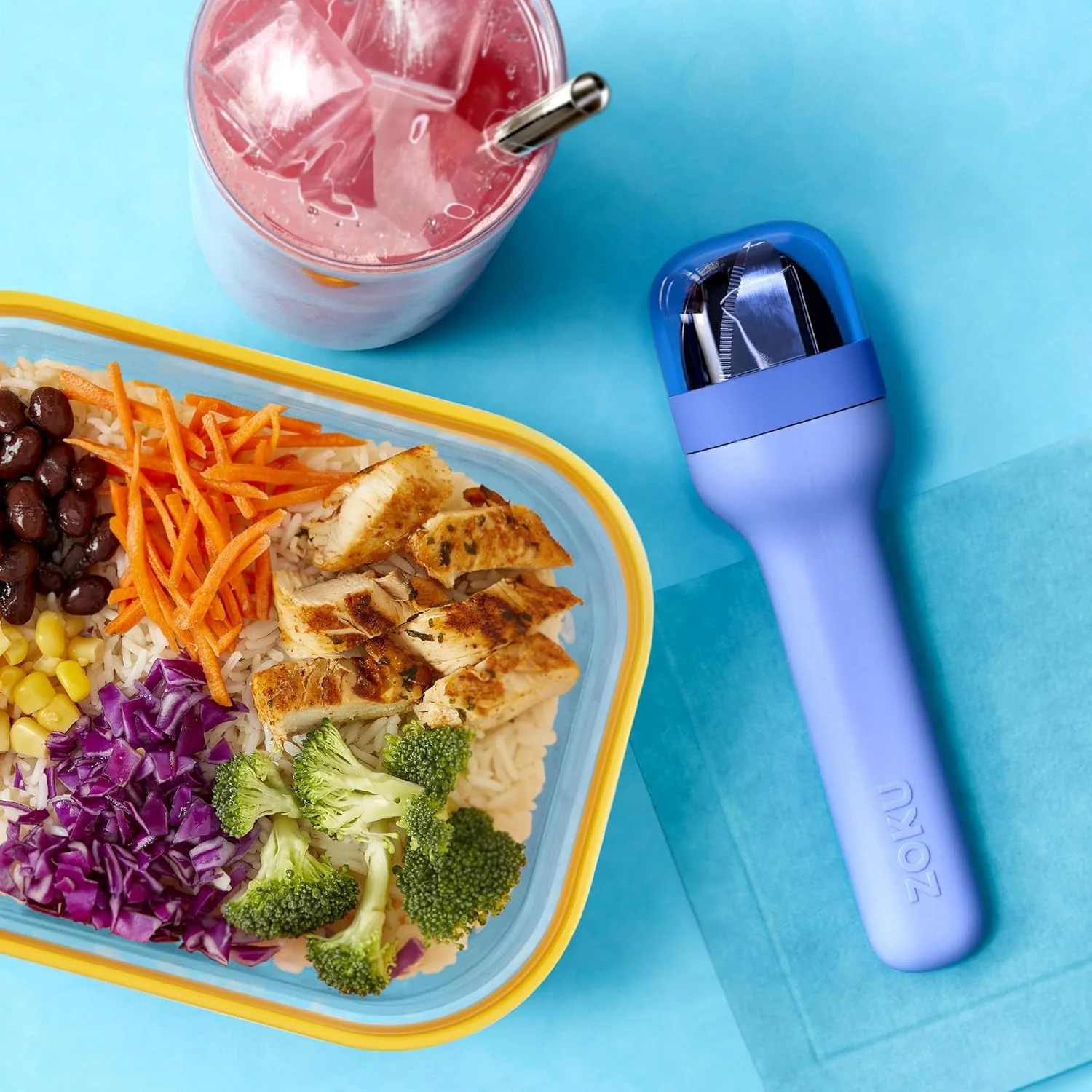 Zoku Pocket Stainless Steel 3pc. Utensil Set – Blue - Image 6