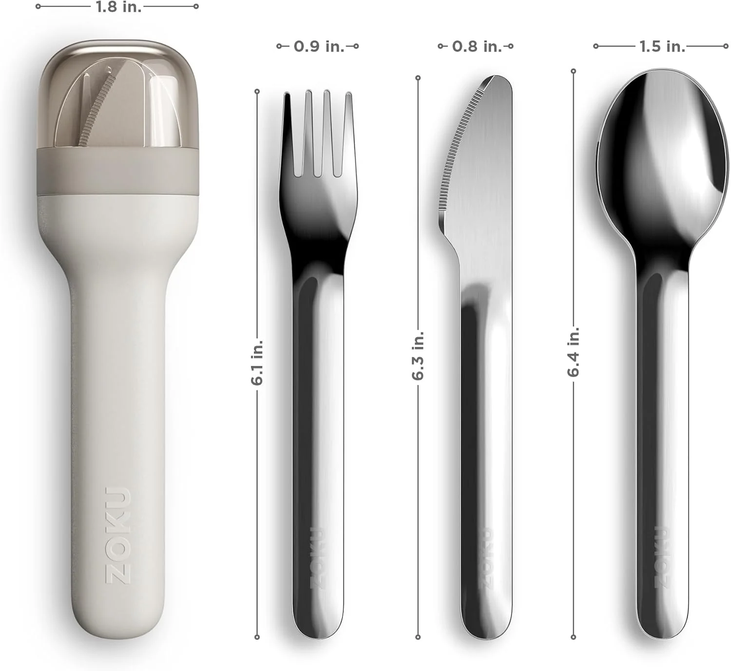 Zoku Pocket Stainless Steel 3pc. Utensil Set – Grey - Image 2
