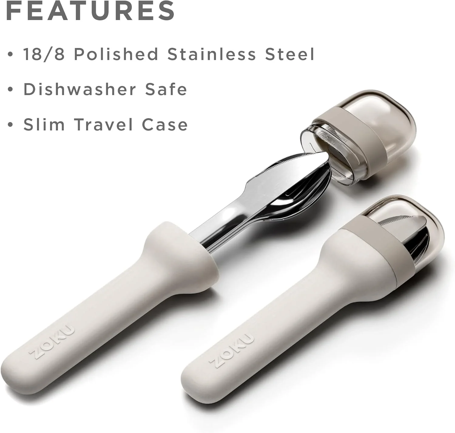 Zoku Pocket Stainless Steel 3pc. Utensil Set – Grey - Image 3