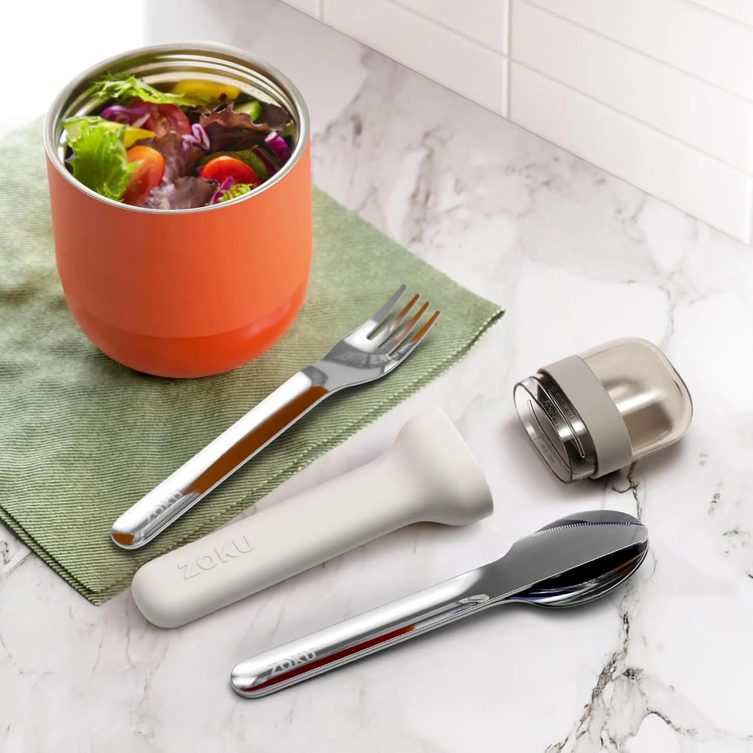 Zoku Pocket Stainless Steel 3pc. Utensil Set – Grey - Image 4
