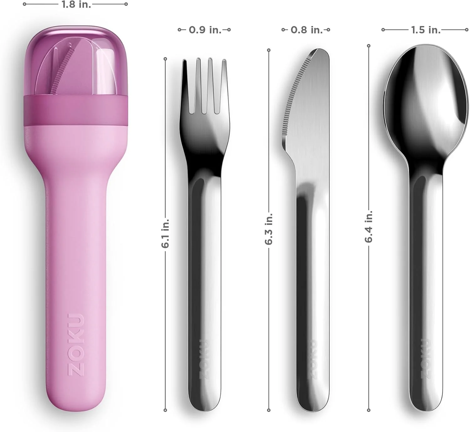 Zoku Pocket Stainless Steel 3pc. Utensil Set – Purple - Image 2