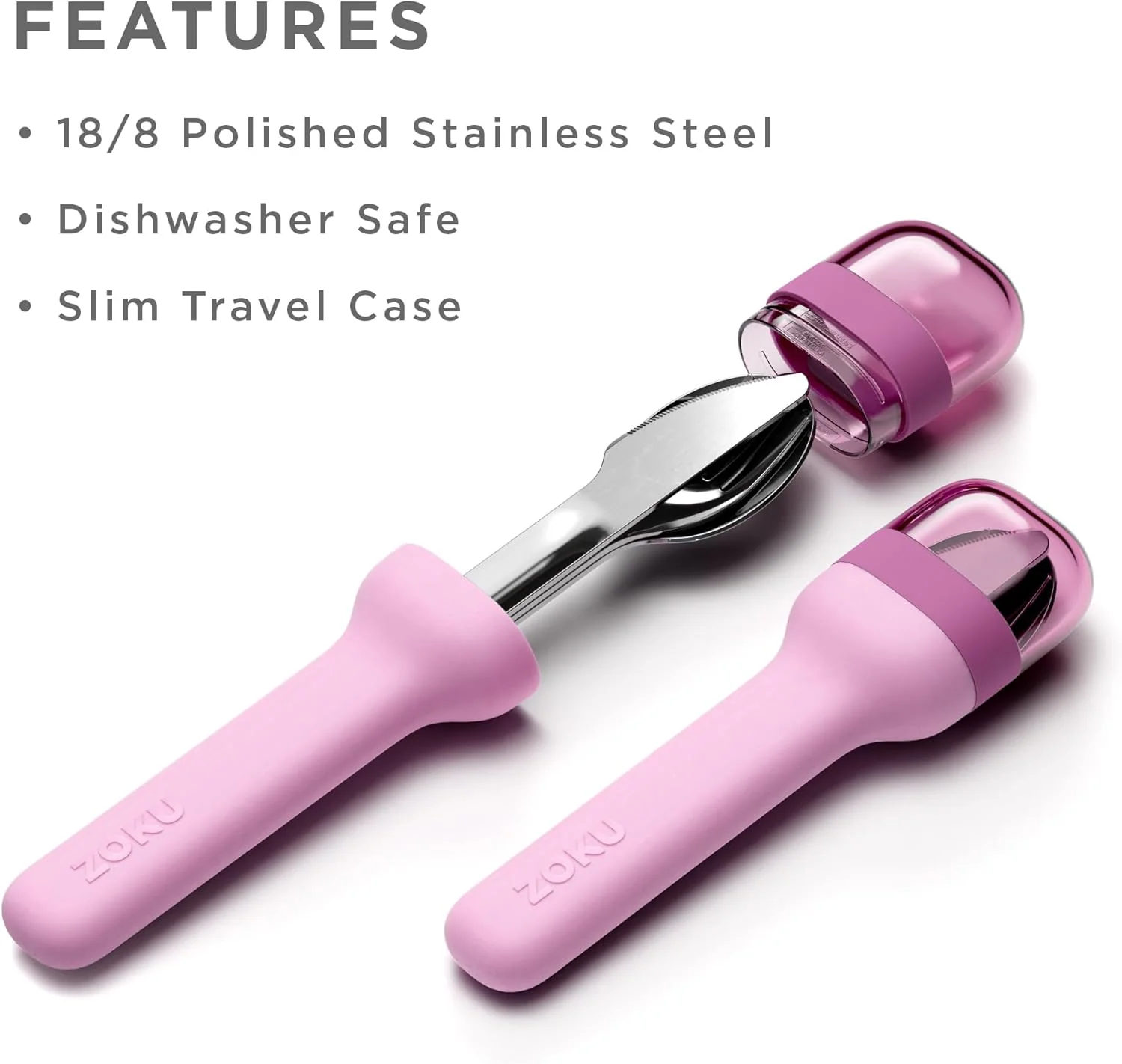 Zoku Pocket Stainless Steel 3pc. Utensil Set – Purple - Image 3