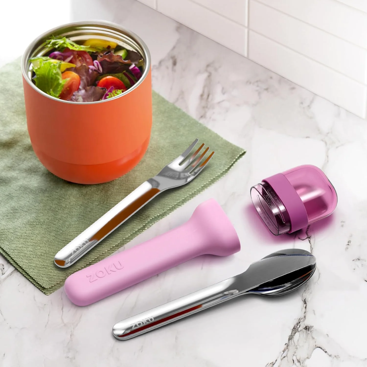 Zoku Pocket Stainless Steel 3pc. Utensil Set – Purple - Image 4